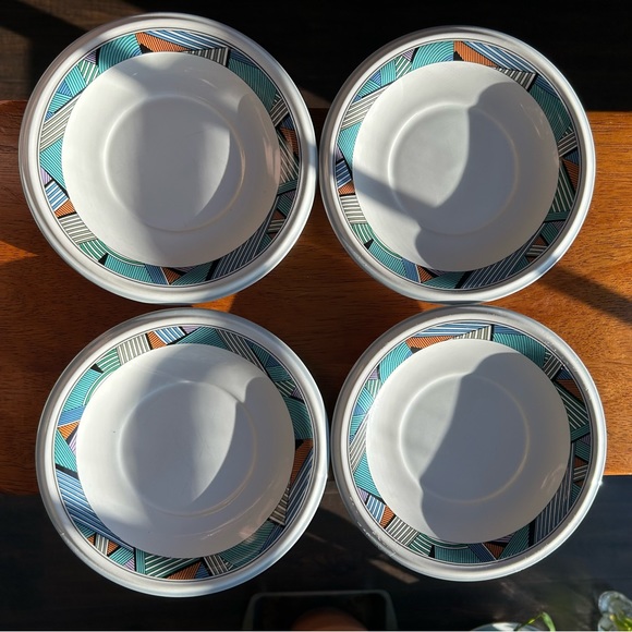 Christopher Stuart Geometric Ceramic Saucer Plates Y2321 - Picture 2 of 8